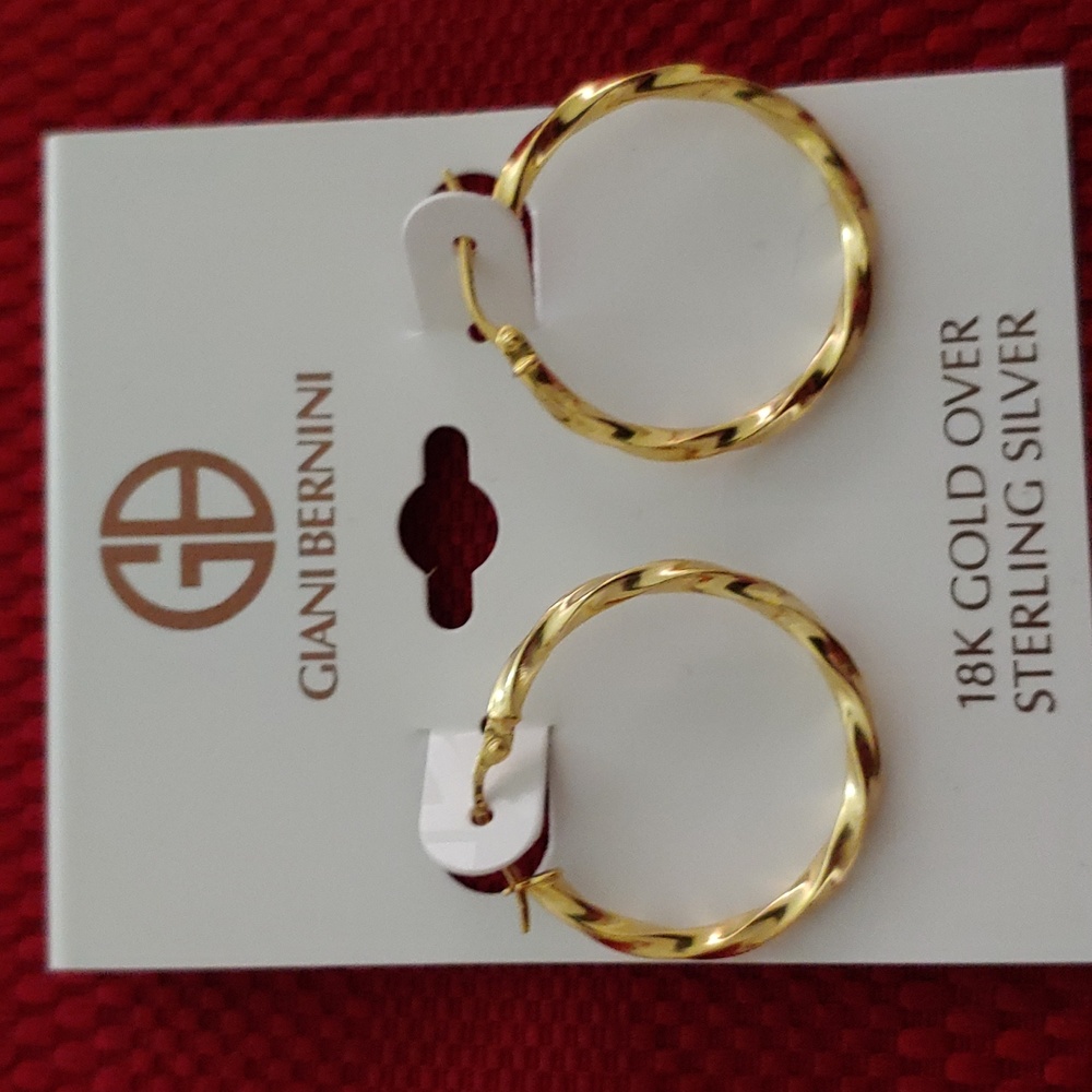 18k gold over 925 sterling hoops NWT